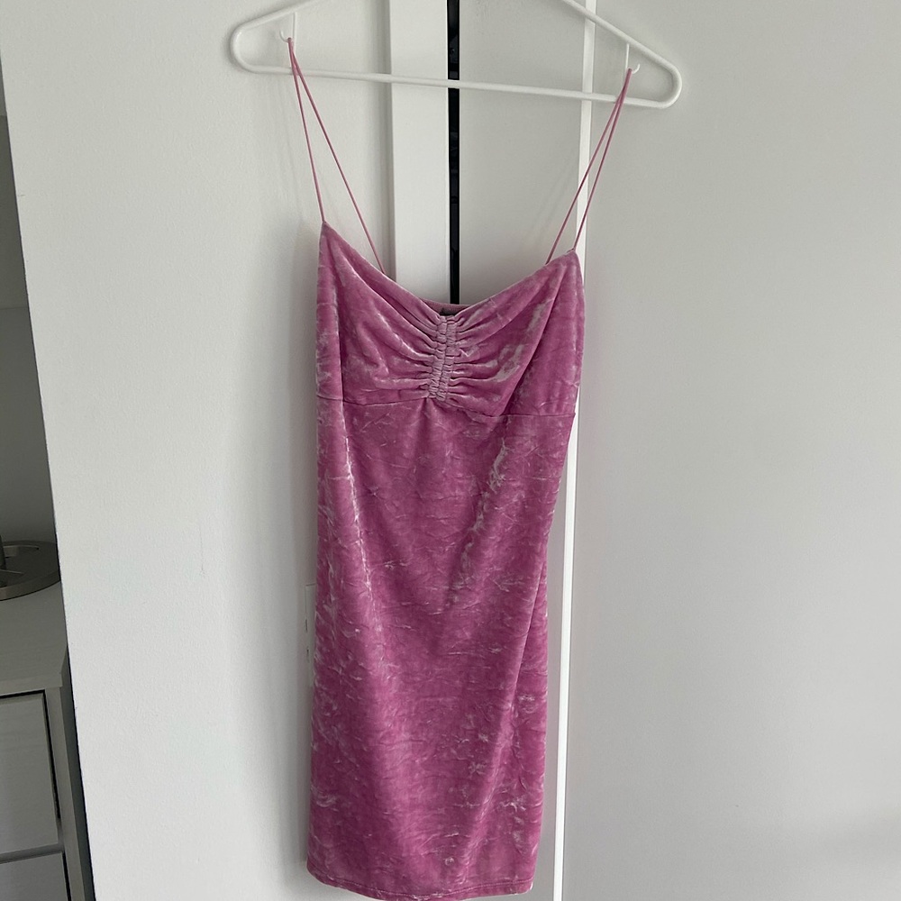 Mini pink crushed velvet Urban outfitters dress